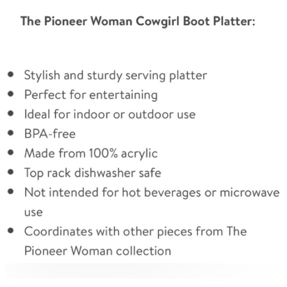 The Pioneer Woman Cowgirl Boot Shaped Melamine Platter Tray Brand New with Tags - Picture 2 of 6